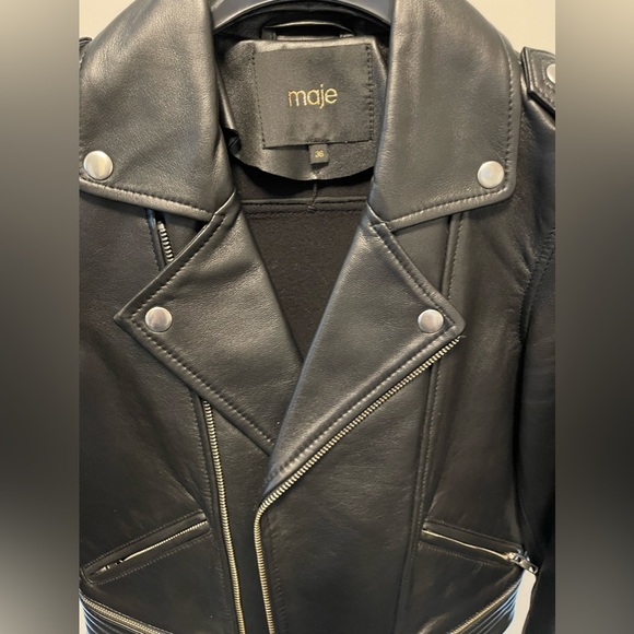 maje Basalt leather jacket T36 Black. - Picture 7 of 7